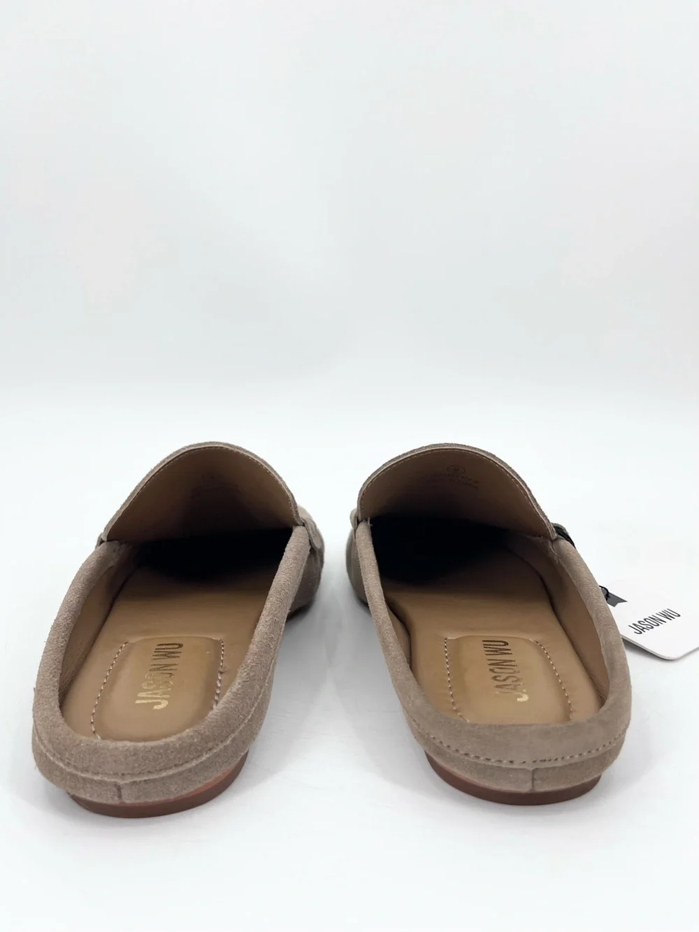 NWT Jason Wu Meeky Neutral Taupe-Beige Suede Penny Loafer Slip-On Mules Size  9